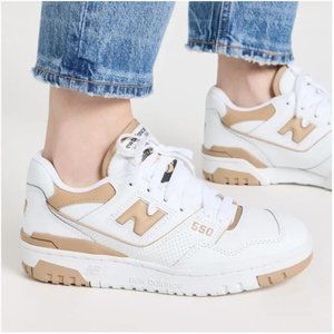 NWT NEW BALANCE 550 White / Incense (tan color)